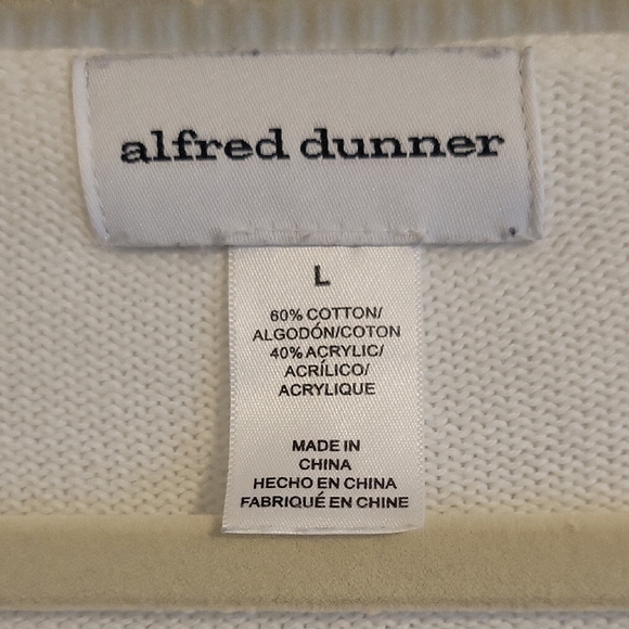 Alfred Dunner Women's Multicolor Striped Sweater chrystals & pearl accents SzLg - Picture 2 of 4